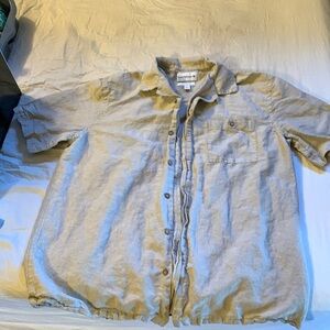 Saddlebred, men’s linen button up short sleeve shirt.